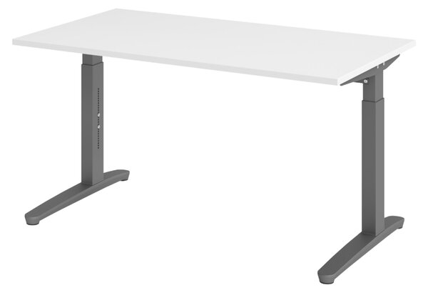 Scrivania della serie bümö XB - Finitura: Bianco, Struttura: Grigio antracite, Dimensioni: 140 x 80 cm