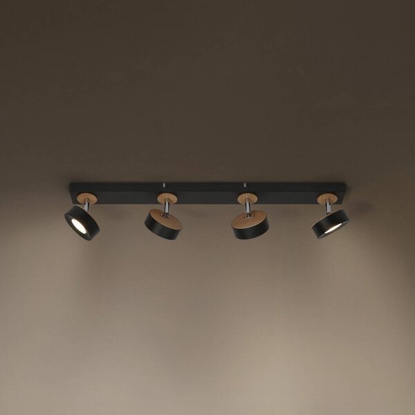 OSRAM Faretto da soffitto LED PLUTO, nero, 4 faretti, 3.000 K PLUTO, Nero, Soggiorno / Sala da pranzo, Metallo