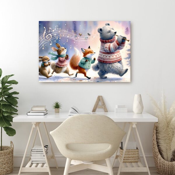 Quadro su tela – Animali che marciano al ritmo della musica