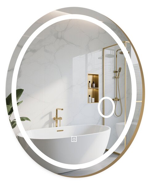 Costway Specchio bagno con luci led luminosità e colore regolabili vetro anti-schegge, Specchio da parete retroilluminato ovale 50x60 cm