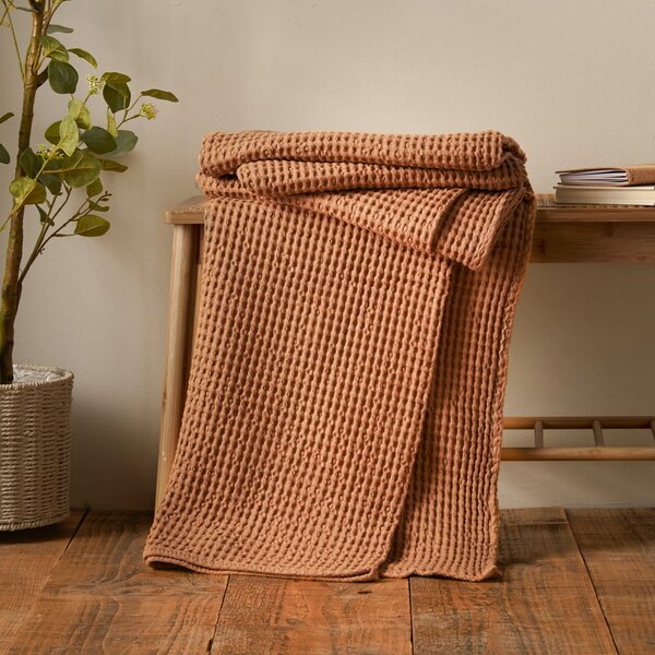 Coperta marrone in cotone 150x200 cm Jaipur Chunky Waffle – Pineapple Elephant