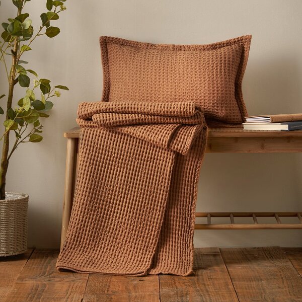 Coperta marrone in cotone 150x200 cm Jaipur Chunky Waffle – Pineapple Elephant