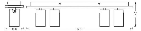 OSRAM Faretto da soffitto MERCURY, bianco, 4 faretto GU10-LED 927 dimmerabile, Bianco / Opale, Soggiorno / Sala da pranzo, Metallo, Moderno