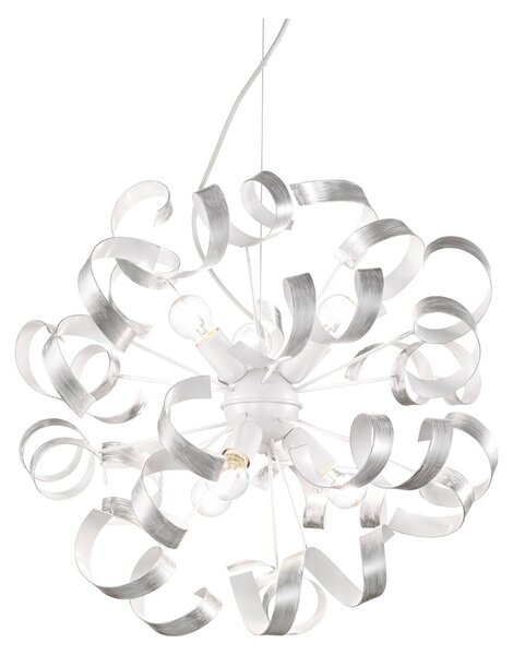 Sospensione Moderna Vortex Metallo Argento 6 Luci E14