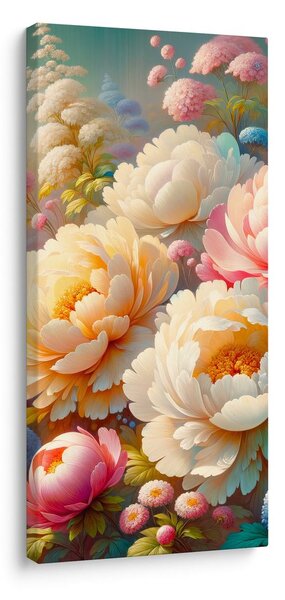 Quadro su tela – Peonie colorate in piena fioritura