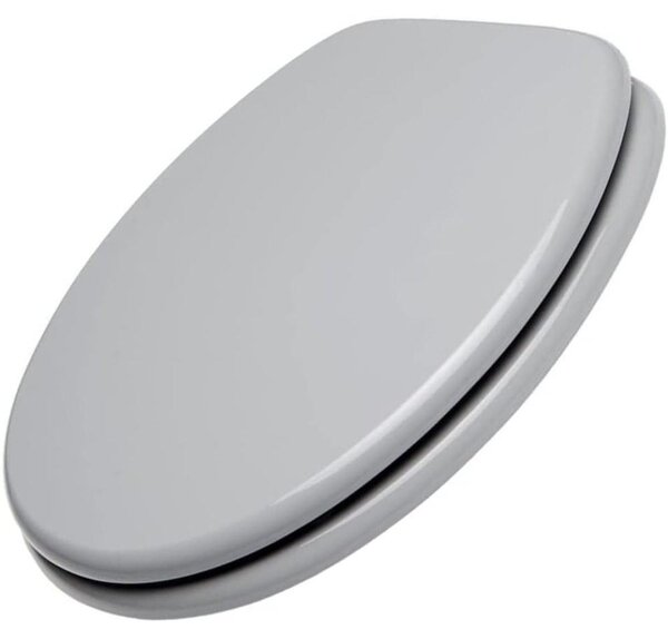Schläfer 4638166 | Tavoletta Wc Universale, Copriwater Sedile Wc in Legno Forma Ovale, Cerniere Regolabili in Metallo, Colore Grigio