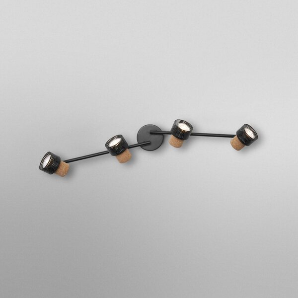 OSRAM Faretto da soffitto CORK, nero, 4 faretto GU10-LED 927 dimmerabile, Nero, Soggiorno / Sala da pranzo, Metallo
