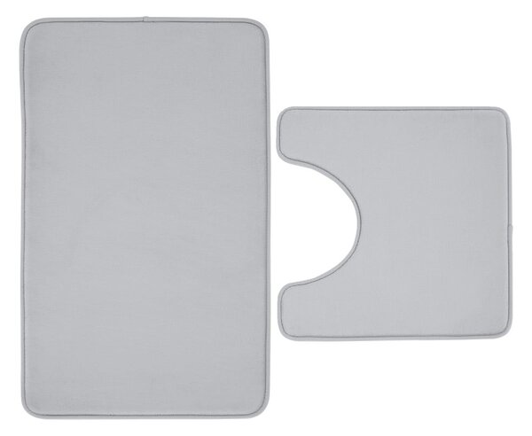 Set di tappetini per il bagno grigio chiaro in memory foam 2 pz per WC 50x80 cm Anti-Bacterial – Catherine Lansfield