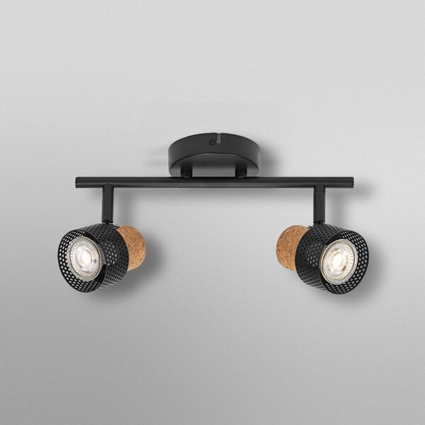 OSRAM Faretto da soffitto CORK, nero, 2 faretto GU10-LED 927 dimmerabile, Nero, Soggiorno / Sala da pranzo, Metallo