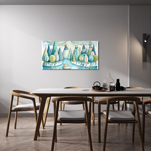 Quadro su tela – Foresta da favola con volpe e gufi