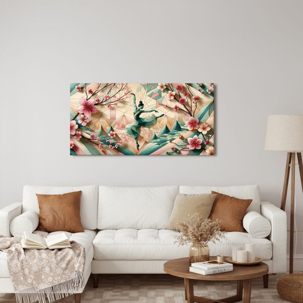 Quadro su tela – Ballerina astratta tra i fiori