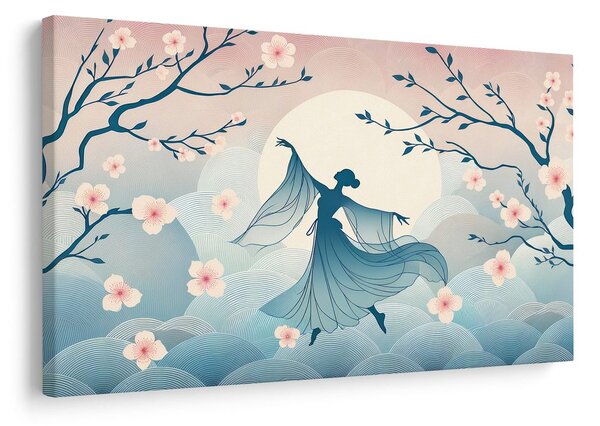 Quadro su tela – Ballerina sotto il ciliegio in luna piena