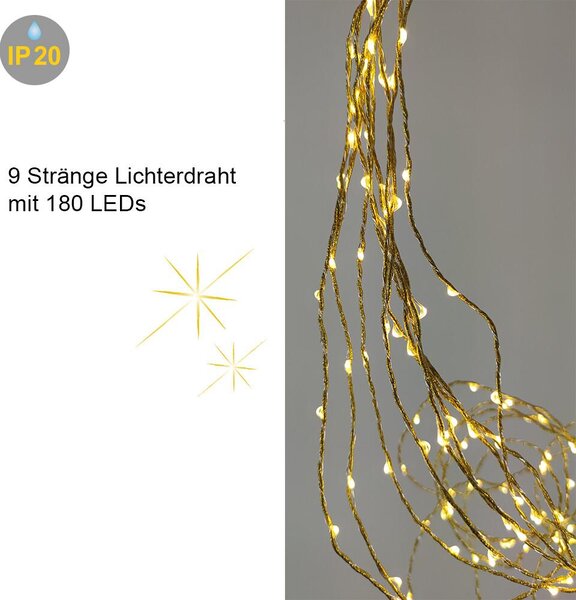 Ghirlanda LED oro bianco caldo, 180 luci, illuminazione decorativa per interni, lampada decorativa