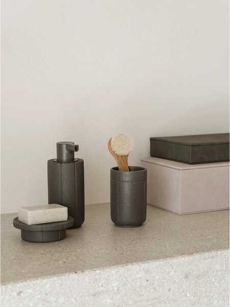 Portaspazzolino grigio in poliresina Kua – Blomus
