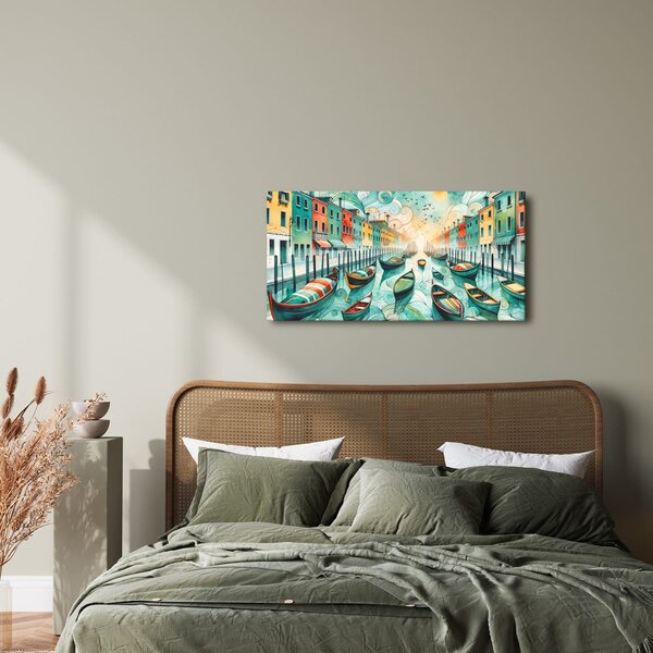 Quadro su tela – Canale veneziano pieno di vita e colori