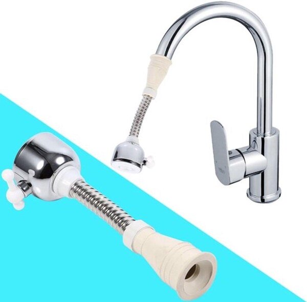 Rubinetto da cucina girevole a 360° con getto regolabile e sistema di risparmio idrico, ideale per lavare i piatti, dotato di un filtro realizzato in resistente materiale ABS