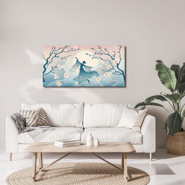 Quadro su tela – Sagoma di ballerina tra i ciliegi in fiore