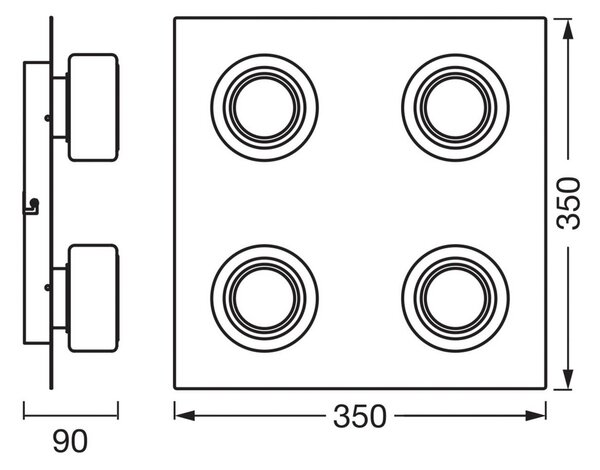 OSRAM Plafoniera ORBIS FLAME, Nero, Bagno, Metallo, Moderno, Plafoniera