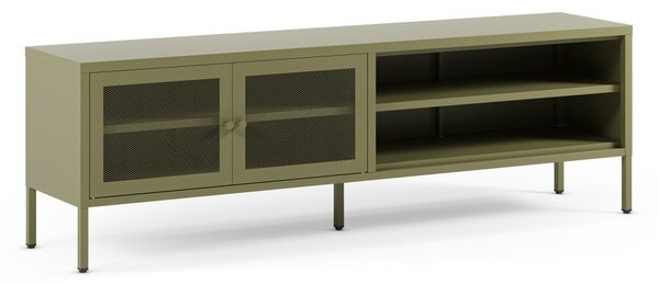Mobile TV verde in metallo 160x50x35 cm Fayna – Marckeric