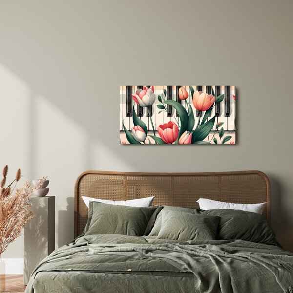 Quadro su tela – Fiori al ritmo della musica e del pianoforte
