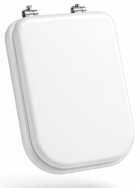 Schläfer 4649102 - Sedile Copriwater per Ideal Standard Serie Conca (T637801), Tavoletta WC in Mdf Bianco Lucido, Cerniere in Acciaio Inox a 45°, Ricambio con Forma Dedicata, 42 x 34 cm