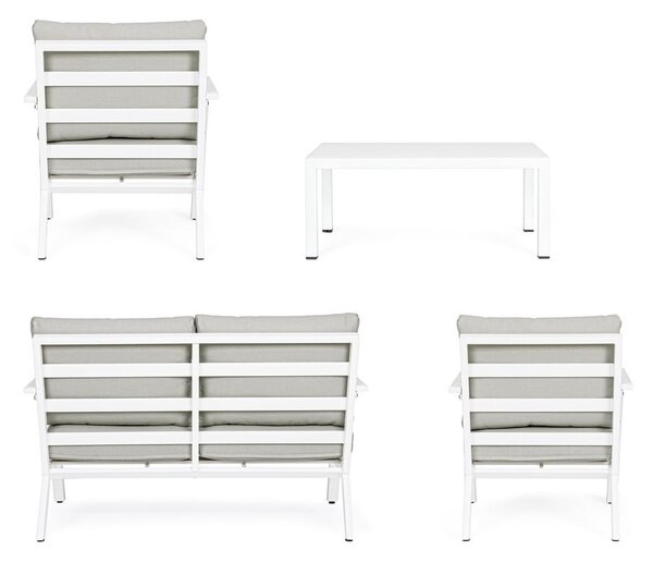 Set di mobili da giardino bianco in alluminio per 4 persone Harley – Bizzotto