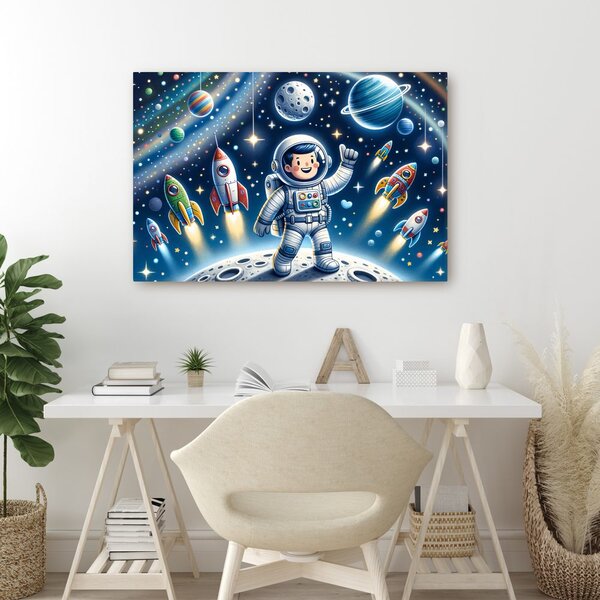 Quadro su tela – Piccolo astronauta in missione avventurosa