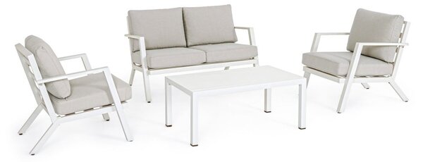 Set di mobili da giardino bianco in alluminio per 4 persone Harley – Bizzotto