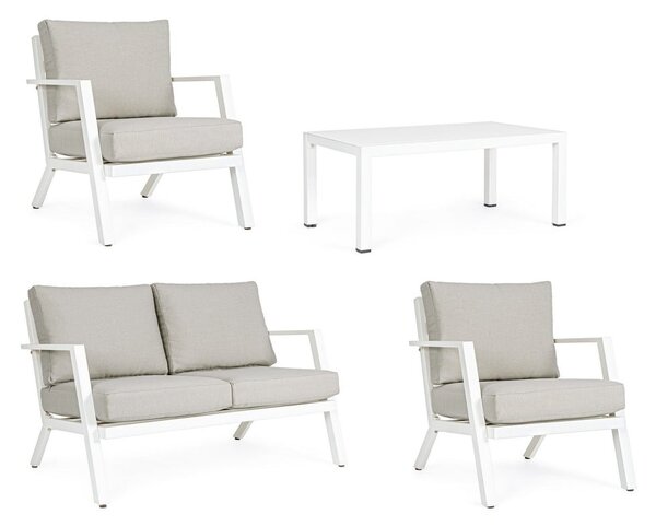 Set di mobili da giardino bianco in alluminio per 4 persone Harley – Bizzotto