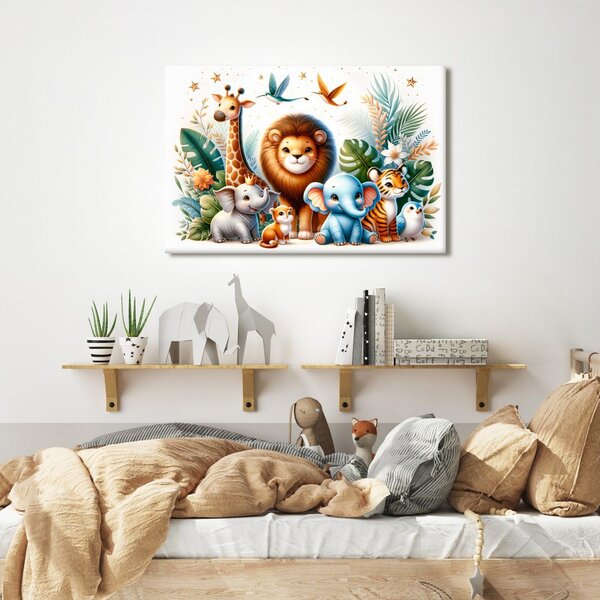 Quadro su tela – Re della giungla con i suoi dolci amici