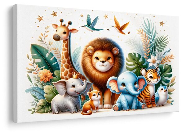 Quadro su tela – Re della giungla con i suoi dolci amici