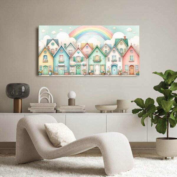 Quadro su tela – Strada da favola con allegro arcobaleno