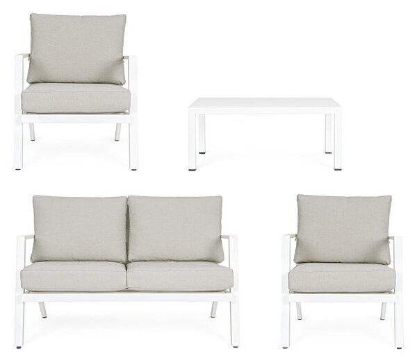 Set di mobili da giardino bianco in alluminio per 4 persone Harley – Bizzotto