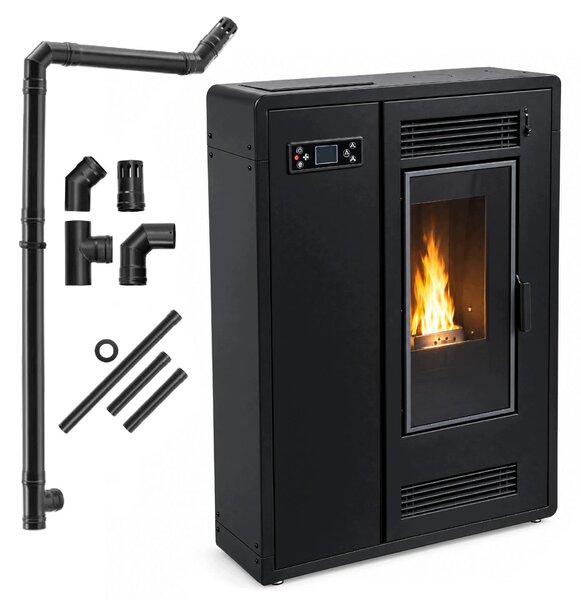 Stufa a pellet FLARE SLIM 6,4 kW WiFi, canalizzabile DGP, telecomando, fino a 80 m², profondità 24 cm