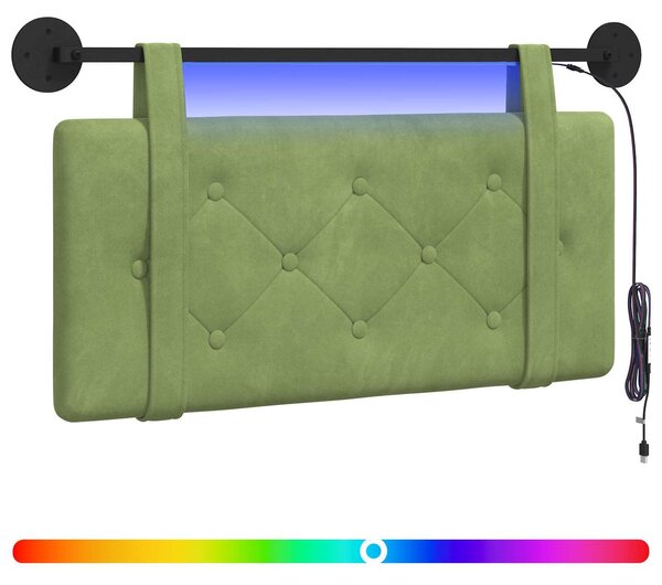 Testiera sospesa Con luce LED Verde chiaro Velluto