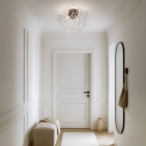 Plafoniera soffitto Diborah Lucande, dimmerabile, Chiaro / Trasparente, Soggiorno / Sala da pranzo, Vetro, Design, Plafoniera
