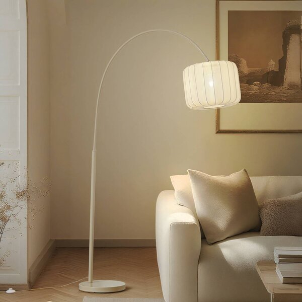 Lampada ad arco Helin Lindby, Crema / Ambra, Soggiorno / Sala da pranzo, Tessuto / Stoffa / Seta, Moderno, Lampada da terra