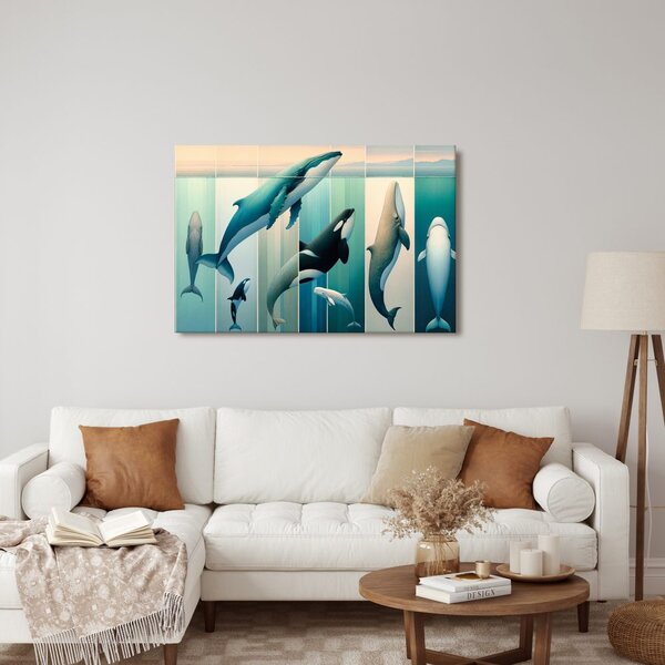 Quadro su tela – Balene e orche negli abissi