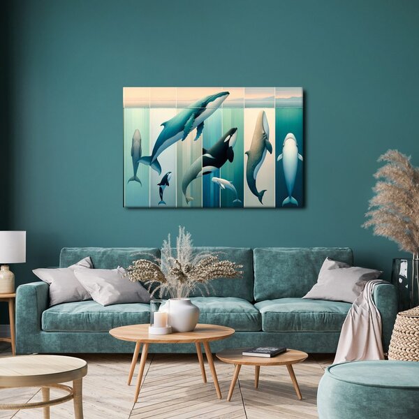 Quadro su tela – Balene e orche negli abissi