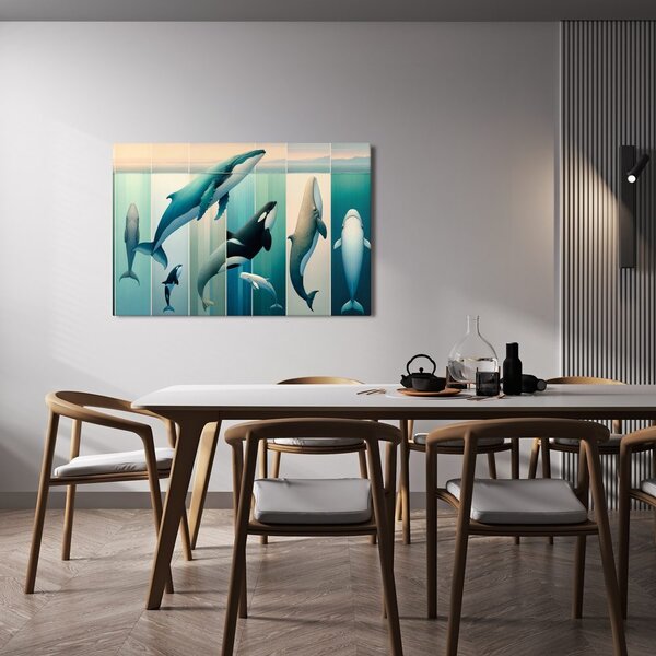 Quadro su tela – Balene e orche negli abissi