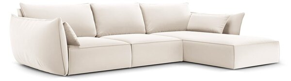 Divano angolare beige (con penisola a destra/con chaise lounge) con rivestimento in velluto Vanda – Mazzini Sofas