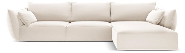Divano angolare beige (con penisola a destra/con chaise lounge) con rivestimento in velluto Vanda – Mazzini Sofas