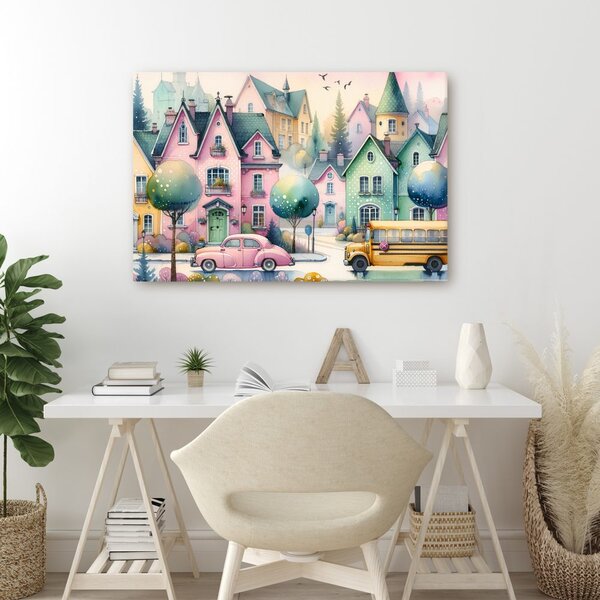 Quadro su tela – Vicoli magici della città pastello