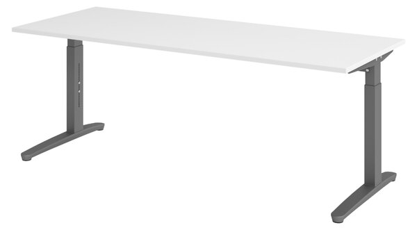 Scrivania bümö Serie XB - Finitura: bianco, struttura: grafite, dimensioni: 200 x 80 cm