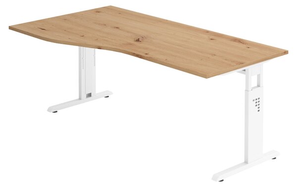 Bümö Scrivania Serie-O - Decorazione: rovere nodoso, dimensioni: 180 x 100 cm, struttura: bianco