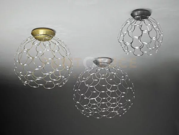 Lamoi lampada da soffitto media cromo a led 3000k 8928lm 72w d.60cm