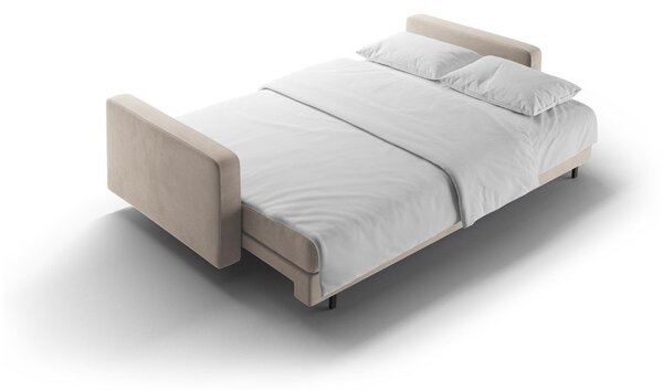 Divano beige allungabile/con contenitore con rivestimento in velluto 222 cm Bali – Cosmopolitan Design