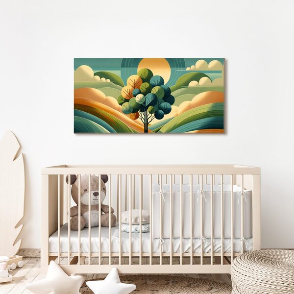 Quadro su tela – Albero della vita e sole in armonia