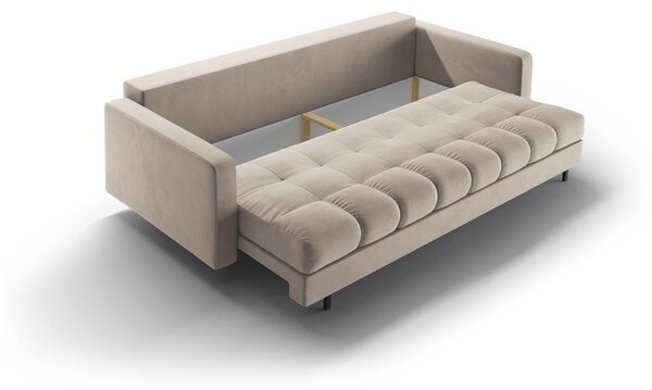 Divano beige allungabile/con contenitore con rivestimento in velluto 222 cm Bali – Cosmopolitan Design