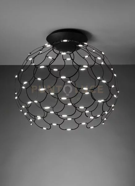 Lamoi lampada da soffitto media nero a led 3000k 8928lm 72w d.60cm